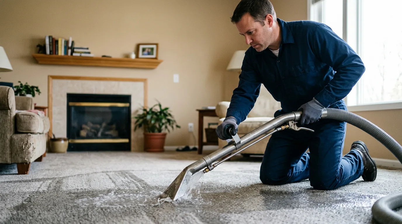 Water damage restoration technician working near Buckner, AR